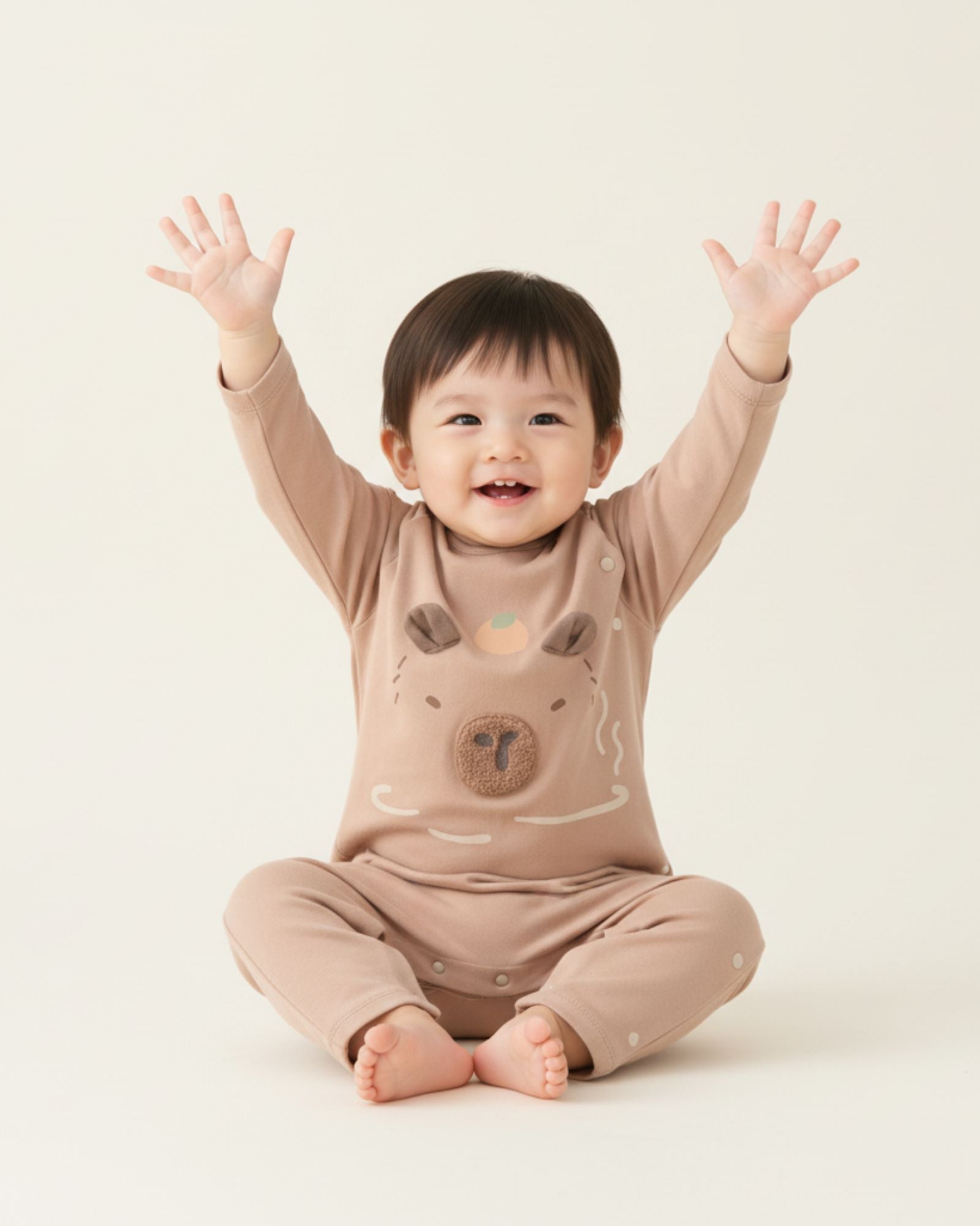 Capybara In Onsen Long Sleeves Baby Romper