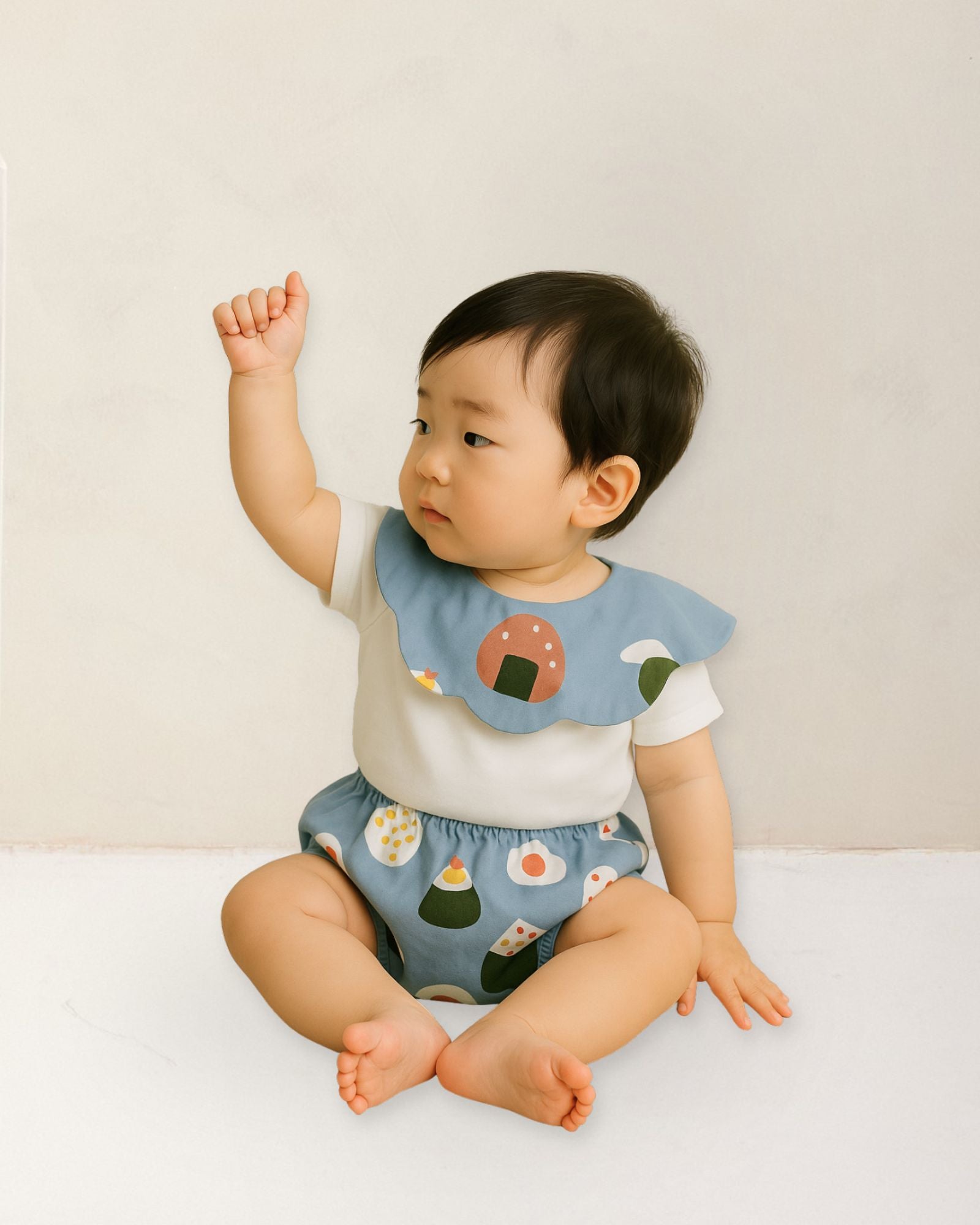 Oishii Sushi Baby Bib - Dusty Blue