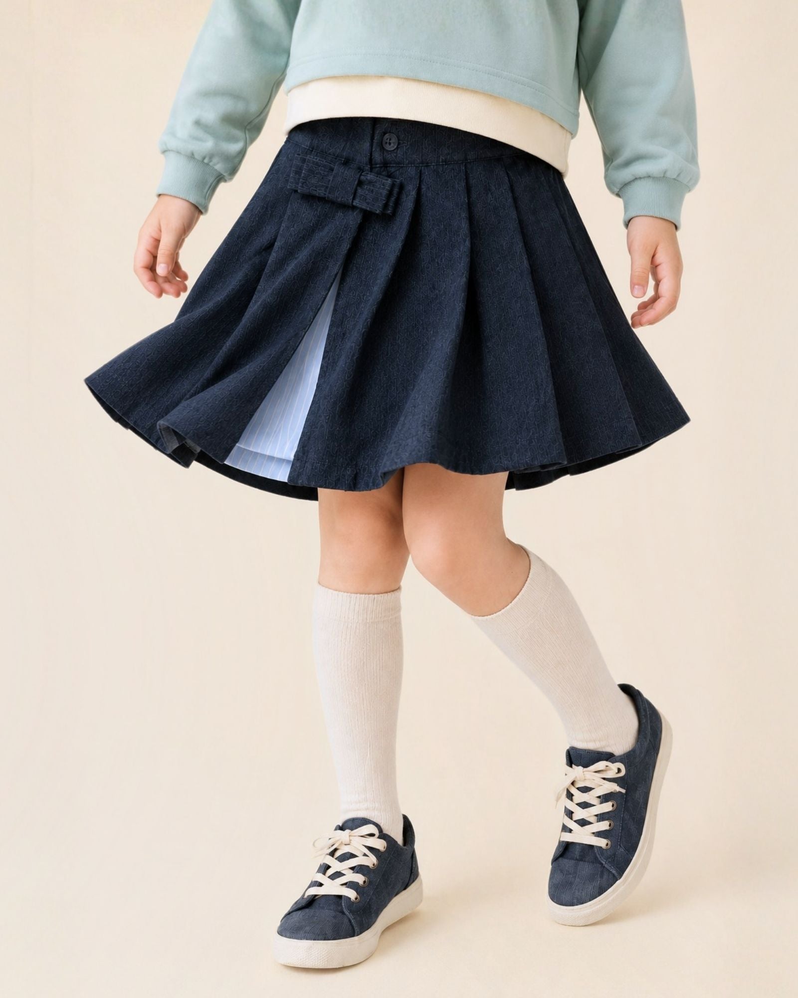 Pre-order: Pretty Pleats Girls Denim Skirt