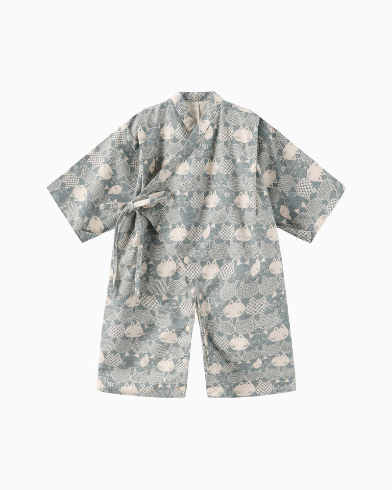 Lucky Cat Baby Kimono - Emerald