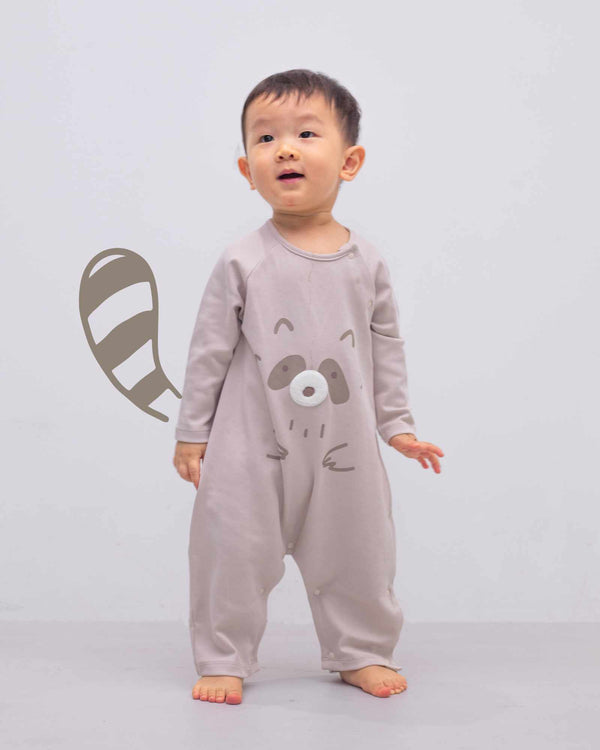 Nosey Racoon Long Sleeves Baby Romper