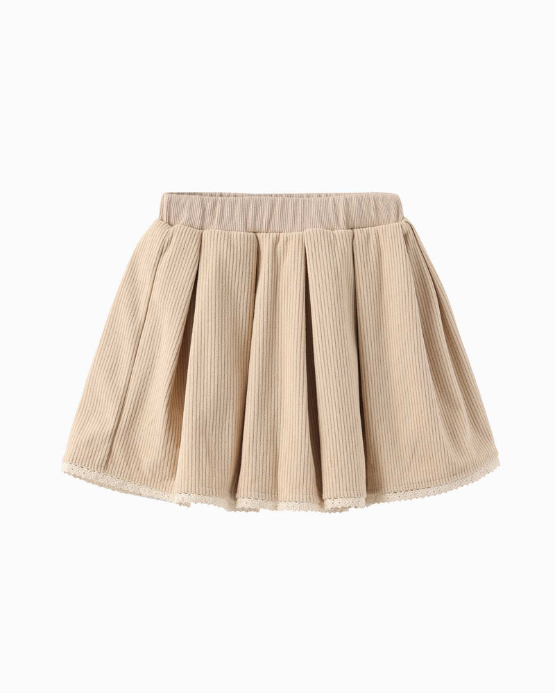 Khaki Lace Pleated Skirt (Kids & Adults)