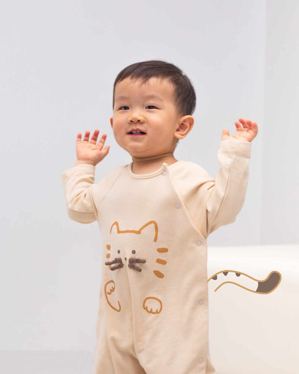 Knitted Whiskers Cat Long Sleeves Baby Romper