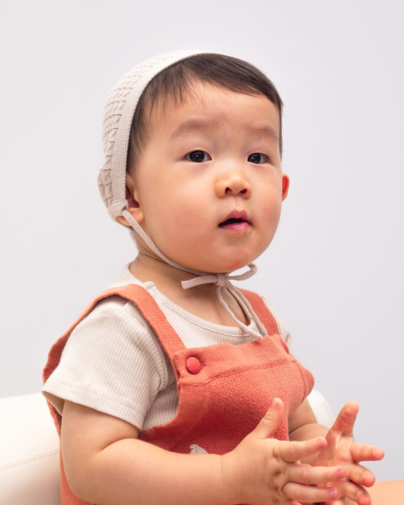 Knitted Waffle Baby Bonnet