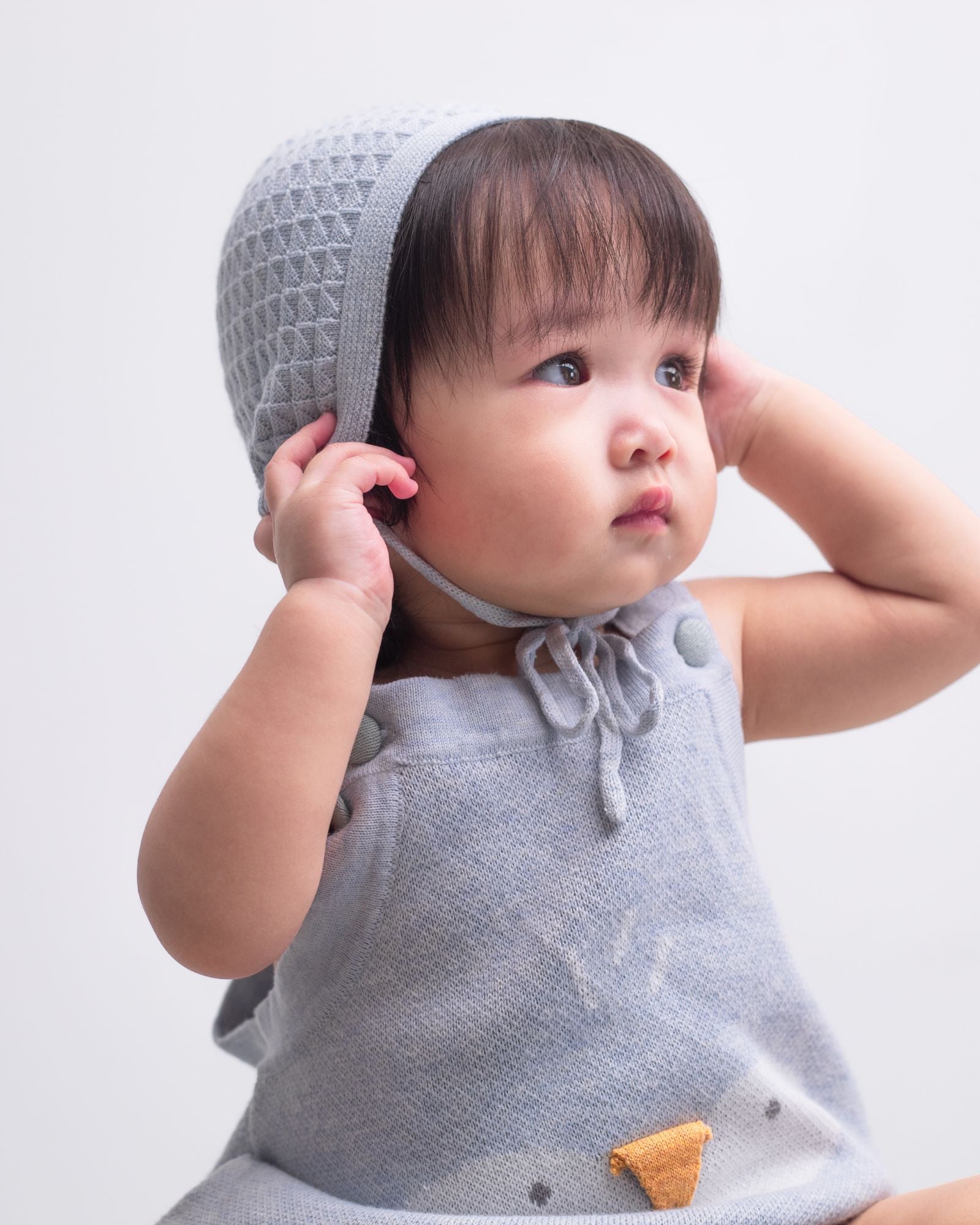 Knitted Waffle Baby Bonnet