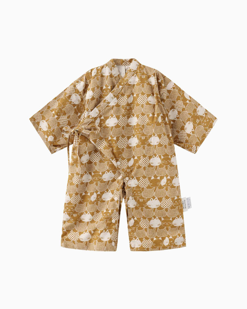 Lucky Cat Baby Kimono - Gold