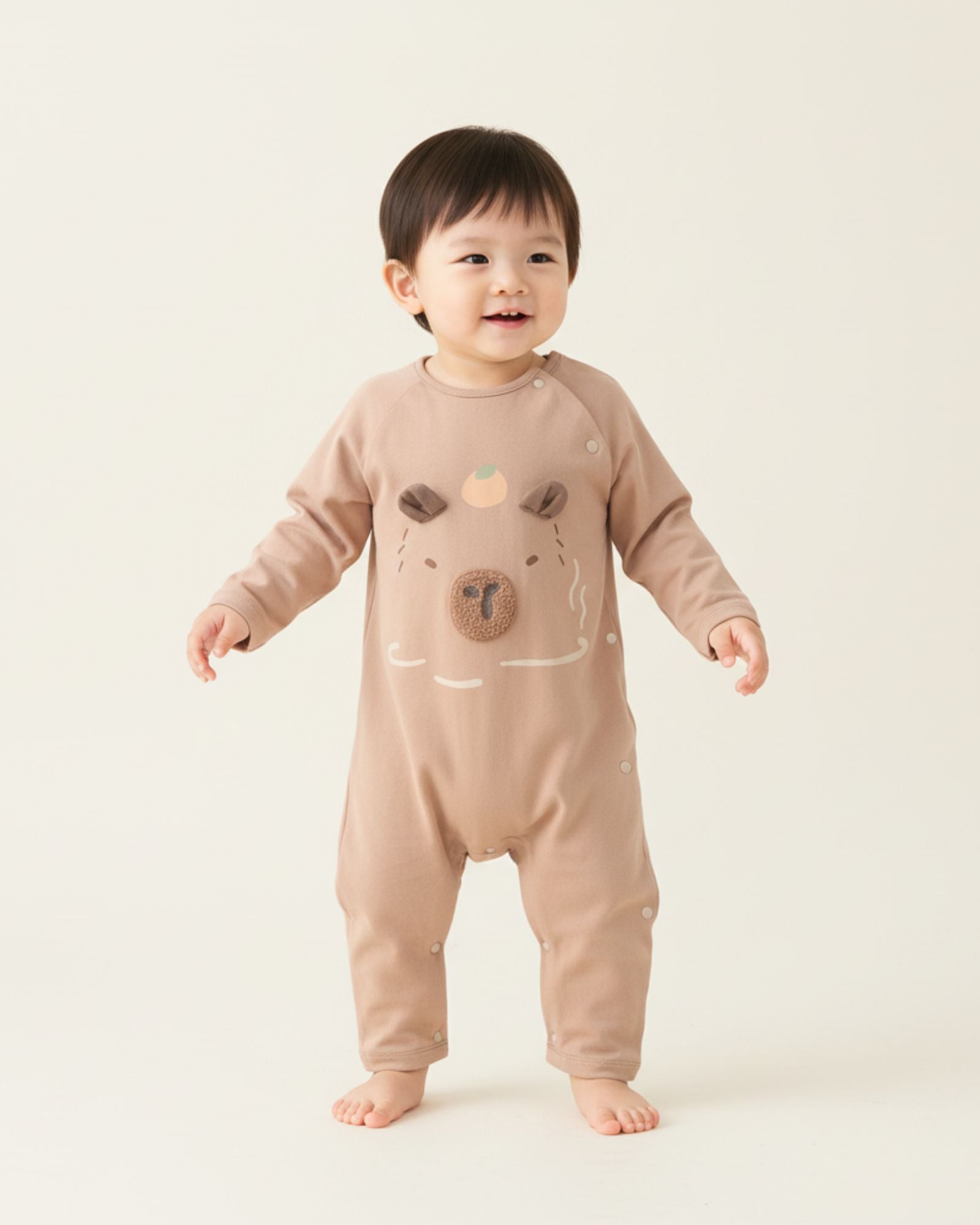 Capybara In Onsen Long Sleeves Baby Romper