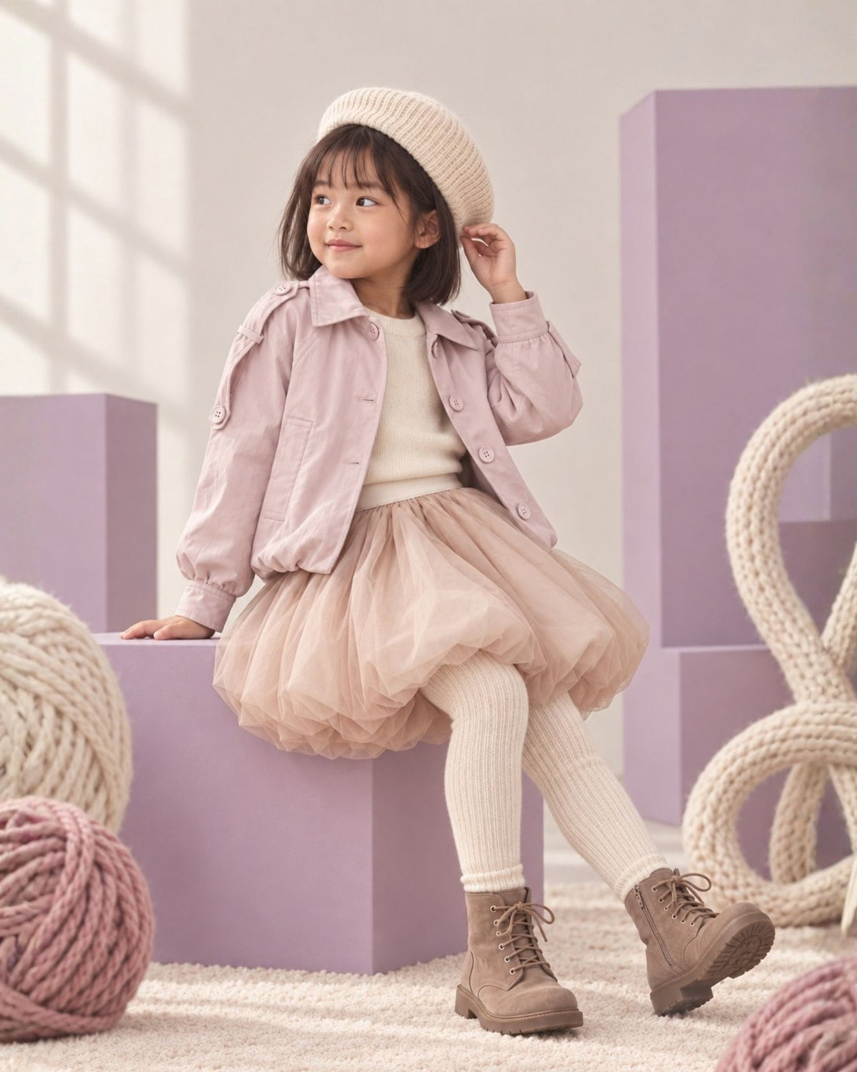 Cropped Balloon Trench Coat (Kids & Adults)