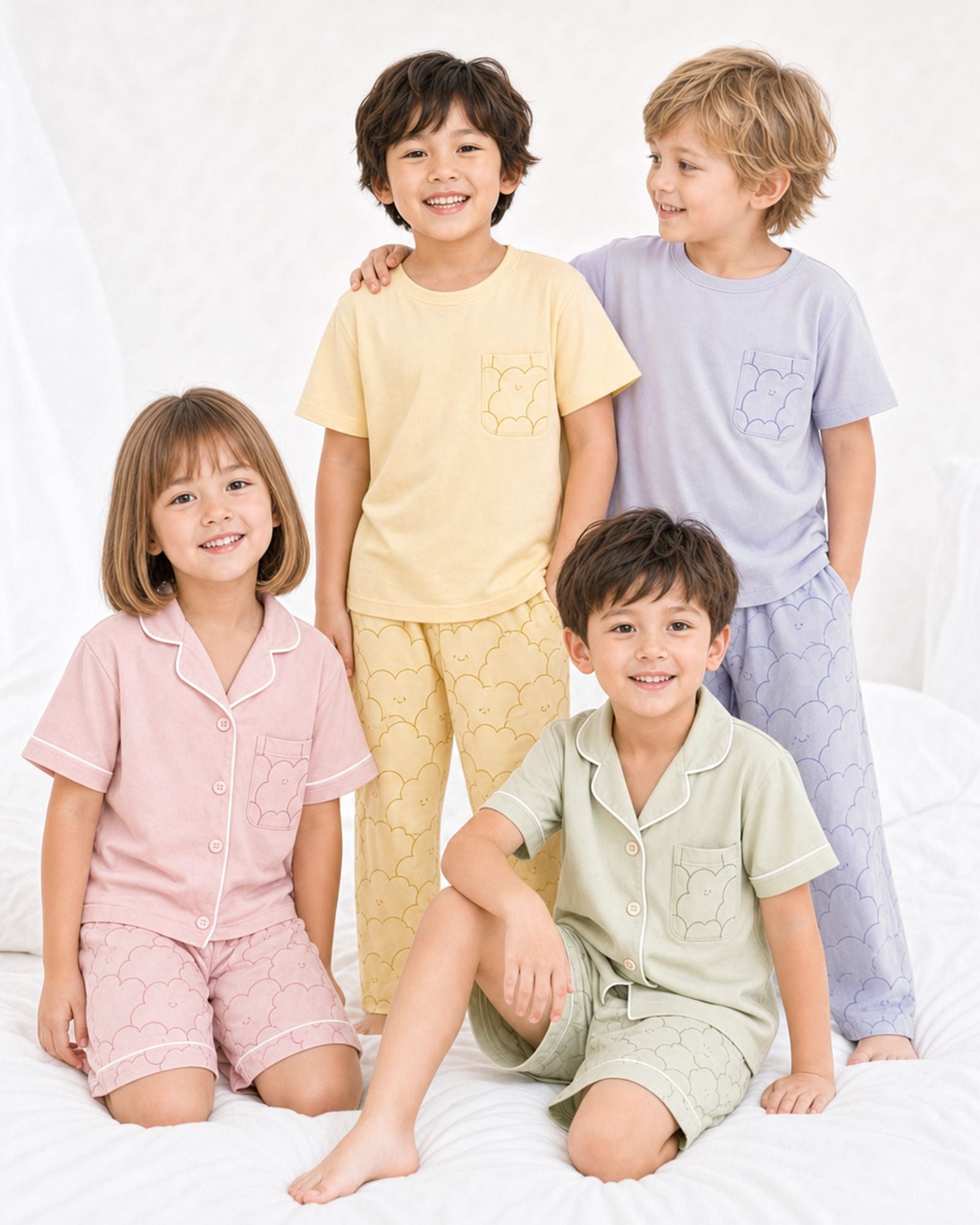 Pre-order: Kids Cloud Collar Lounge Set – Strawberry Milk